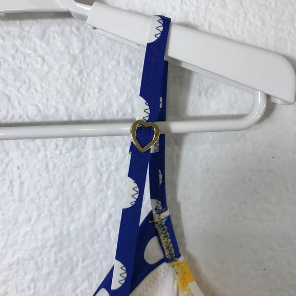 Betsey Johnson Polka Dot Swim Dress Womens Small Yellow Blue - Picture 12 of 12